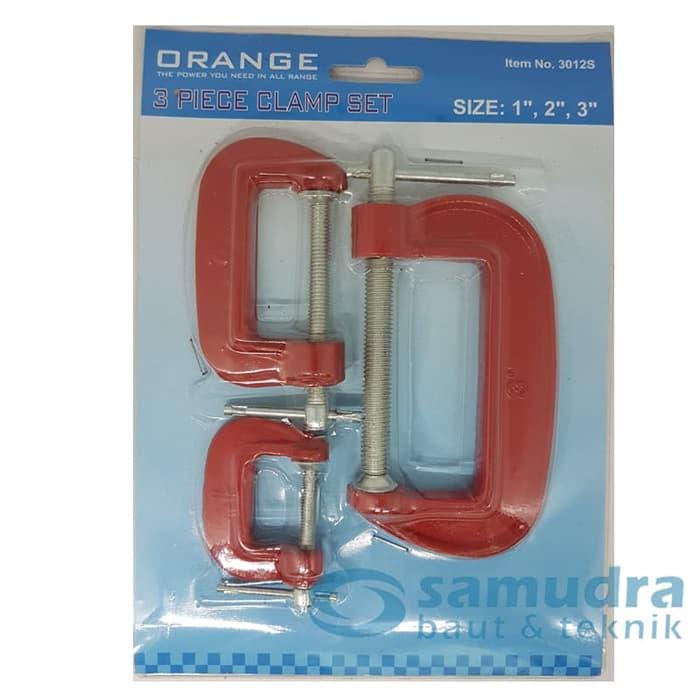 ORANGE KLEM C SET 3 PCS - CATOK PENJEPIT KAYU - C CLAMP SET