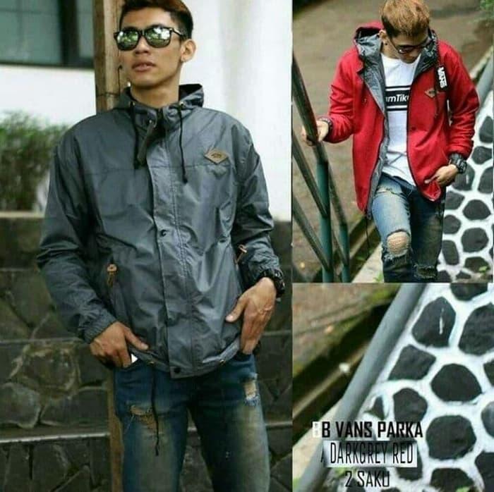 jaket bolak balik bb vans ABU TUA MERAH