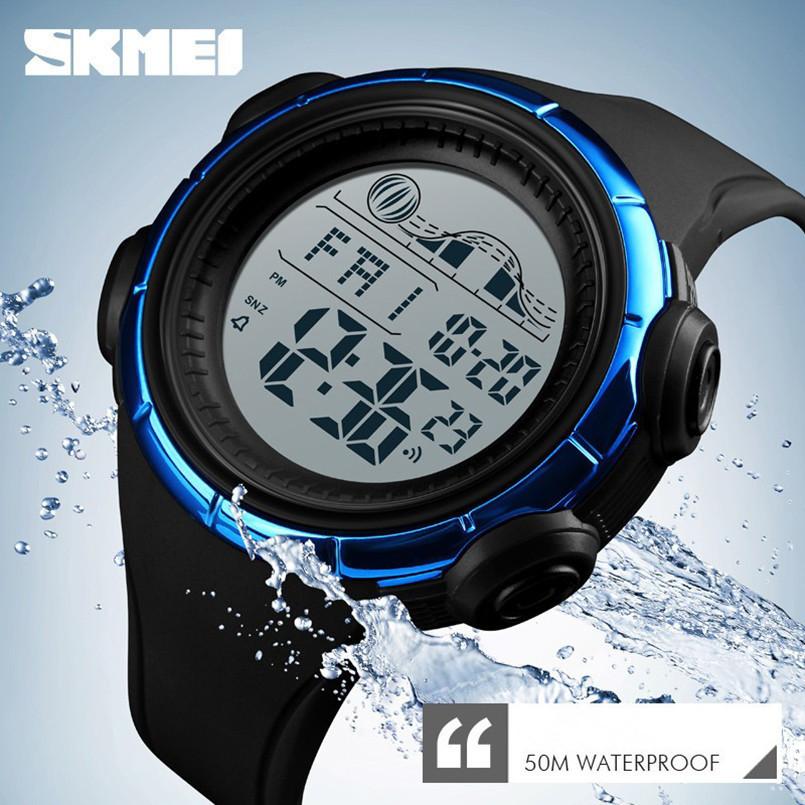 SKMEI Men Sports Watch LED Ganda Waktu Countdown Jam Tangan Besar Pengiriman Gratis