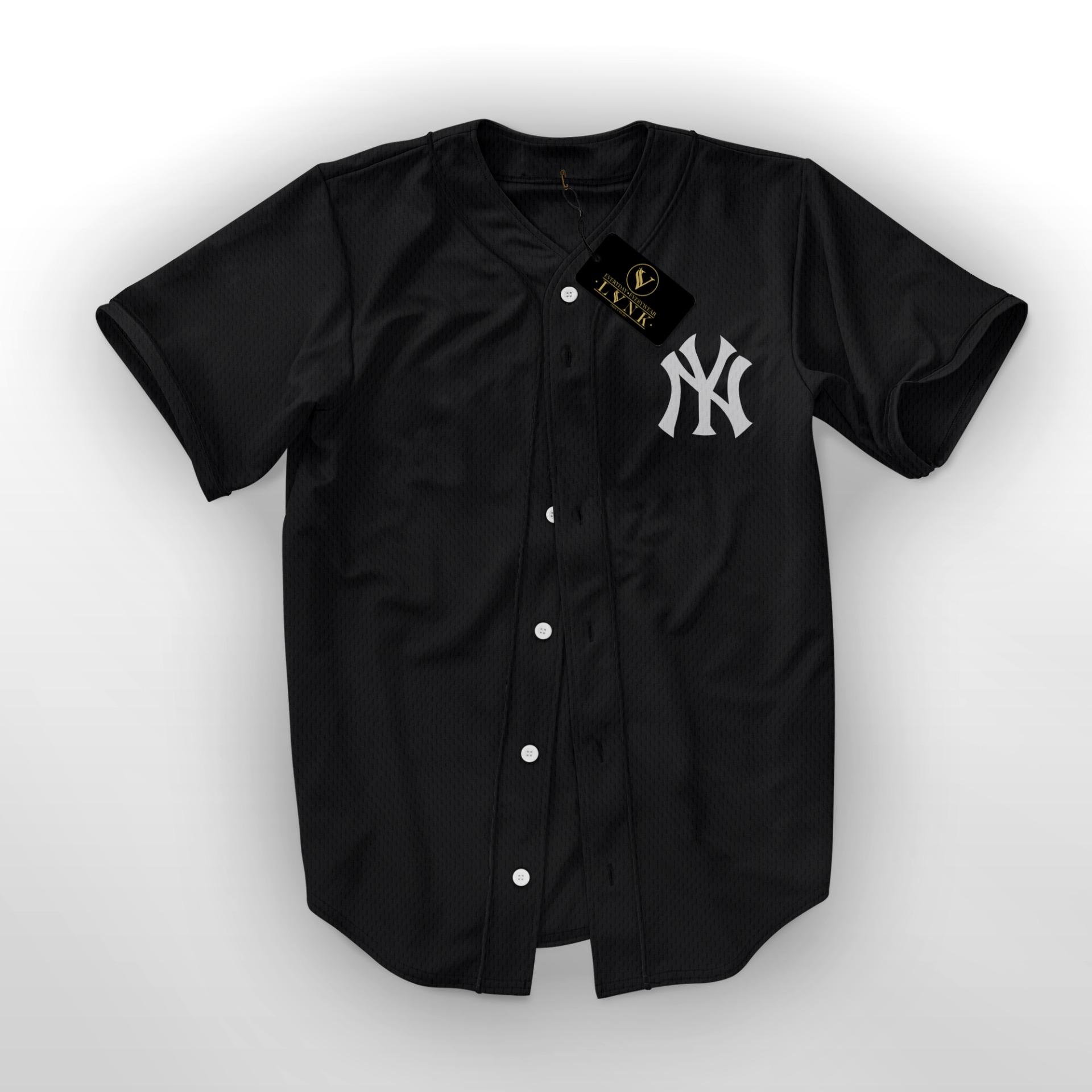 LVNK - Jersey Baseball / Baju Baseball / Baju Hiphop NY Hitam