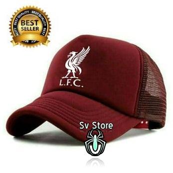 TOPI TRUCKER Jaring Liverpol Logo White - MAROON