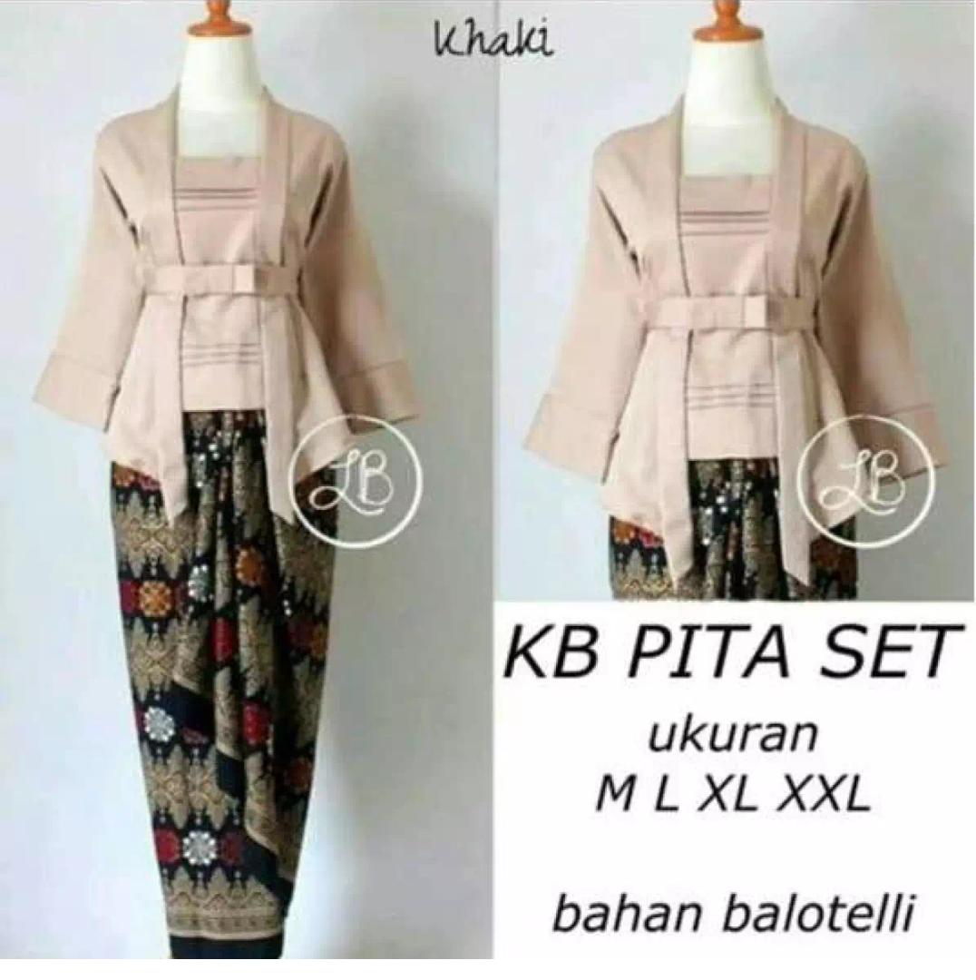Stelan kebaya kutu baru polos dengan rok lilit terbaru