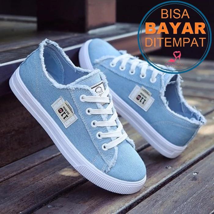 SEPATU WANITA MURAH KETS DENIM BIRU MUDA GFS-801