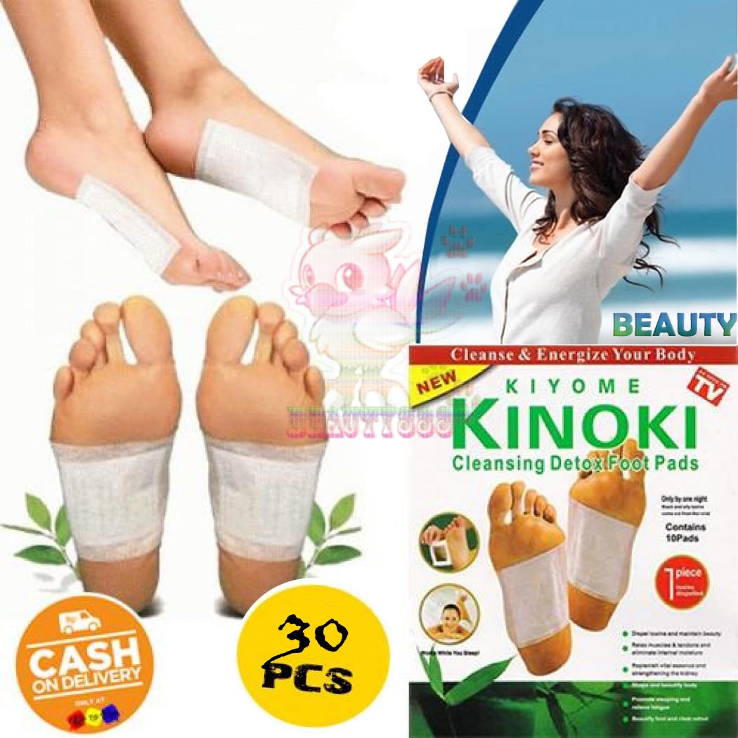 Beauty Kinoki Foot Patch 3 BOX 30 PCS Koyo Detox 3 Box Isi 30 Pads Koyo Kiniko Original Adhesives Detox Foot Patch Bamboo Pads Improve Sleep Kinoki Detox Foot Pads - White / Putih