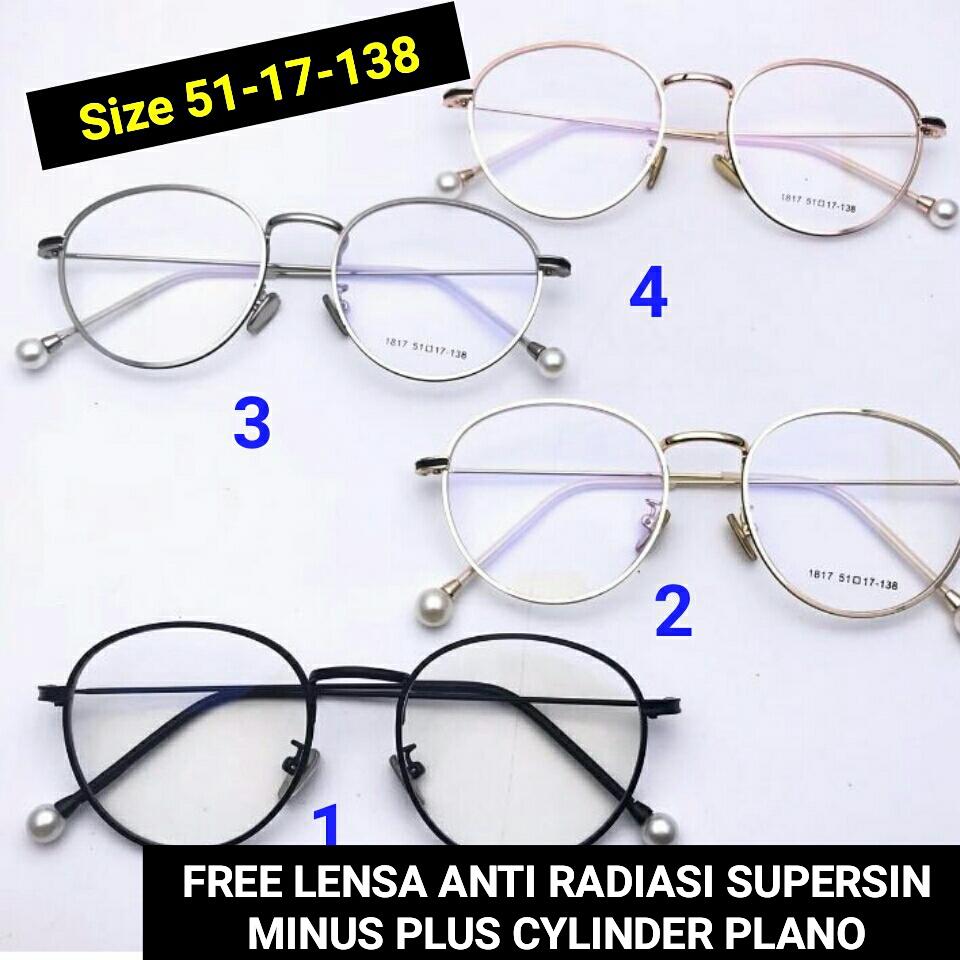 Frame Kacamata Mutiara 817 Kacamata baca kacamata bulat kacamata minus / plus /cylinder kacamata anti radiasi