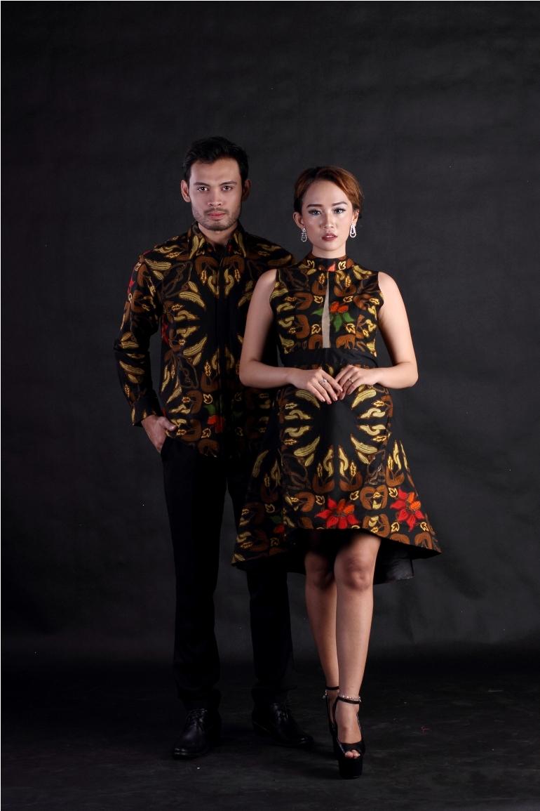 Sarimbit Batik Kemeja Pria Lengan Panjang dan Dress Pesta Batik Semi Tulis Bahan Katun Motif Kangkung Hole Arcobaleno Pusat Seragam Batik Sarimbit,Jual baju model kebaya modern terbaru, cocok untuk seragam pernikahan, couple menghadiri kondangan, seragam