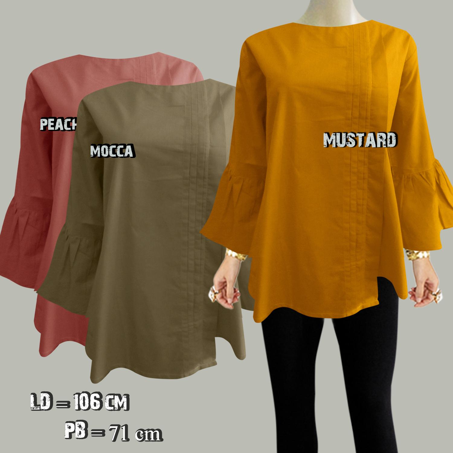 F&G Baju Atasan Wanita / Blouse Wanita / Atasan Wanita Lengan Terompet Pletaed