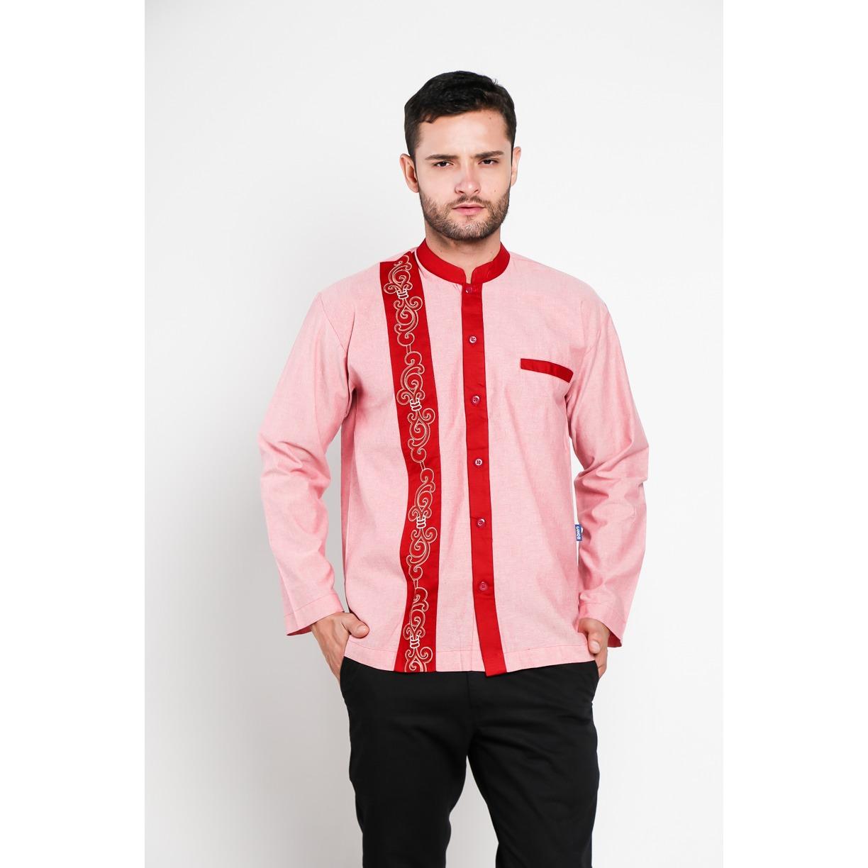 Aitana Baju Koko Pria Bordir YN-11703-LS PINK