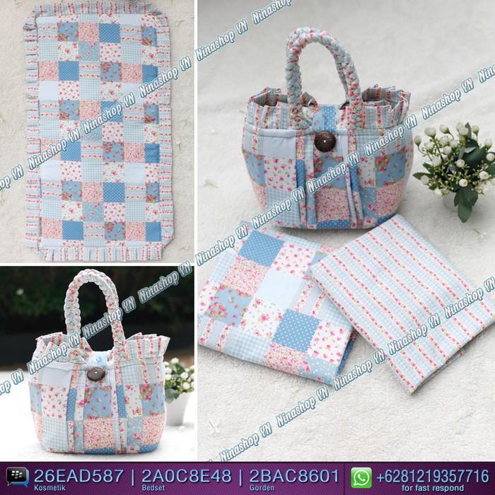 JUAL MUKENA ANAK MOTIF SHABBY BLUE PANEL ROSE - MUQEENA