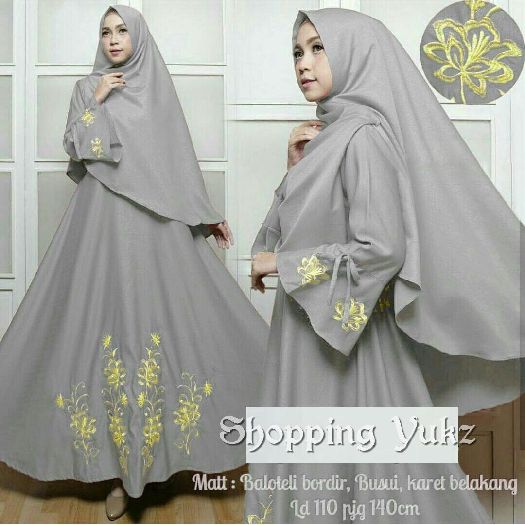 Shopping Yukz Baju Gamis Dress Muslim Syari Wanita EYYA BORDIR ( Dapat Jilbab ) / Hijab Muslimah / Baju Muslimah Wanita / Syari Syari'i Muslim / Gaun Muslim / Long Dress Muslimah Wanita