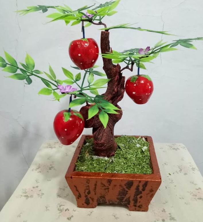 Bonsai buah kayu kecil Strawberry buah artifisial hiasan artificial dekorasi rumah