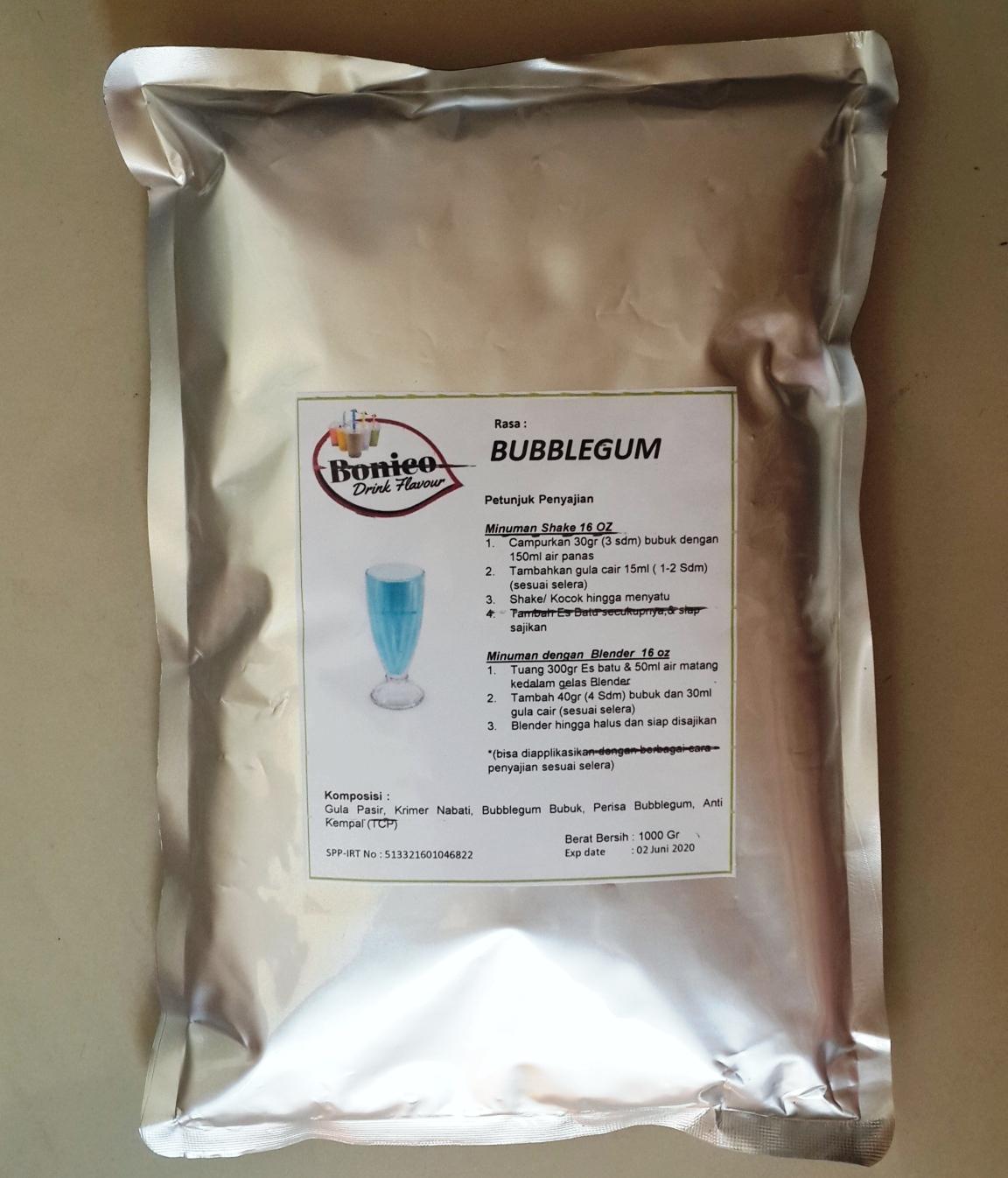 BONICO BUBBLEGUM Powder 1kg Bubuk Minuman Drink Flavor Powder ice blend milk shake PERMEN KARET