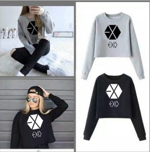 DAMAI - Sweater Exo Crop Dua Warna