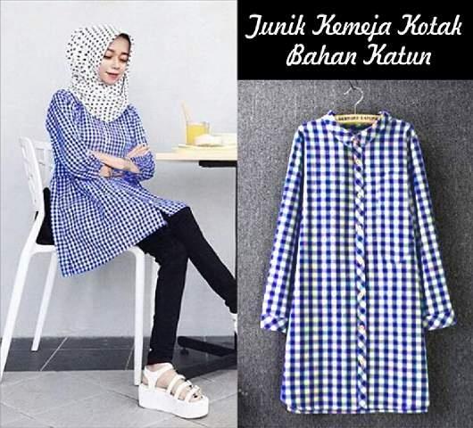 AG Apparel Kemeja Junix Kotak Biru / Kemeja Wanita / Atasan Wanita / Fashion Wanita / Kemeja Korea / Top Wanita / Baju Kekinian / Atasan Murah / Pashmina Wanita / Dress Muslimah / Hijab Muslim / Gamis Syari / Baju Muslim / /Atasan Murah / Fashion Muslim