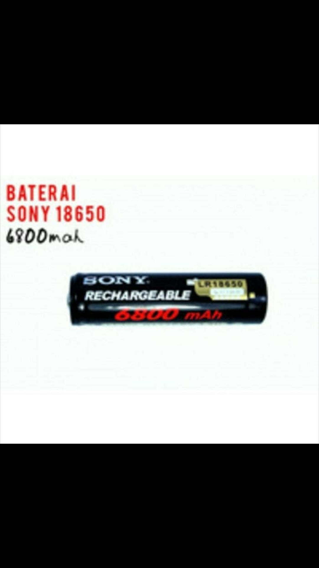 SONY 18650 3.7V 6800mAh baterai battery batere batery cas charger senter police swat PB POWERBANK Baterai yang ramah lingkungan ini adalah baterai yang bisa di cas ulang. Bisa digunakan untuk senter, laser pointer ataupun alat elektronik lainnya