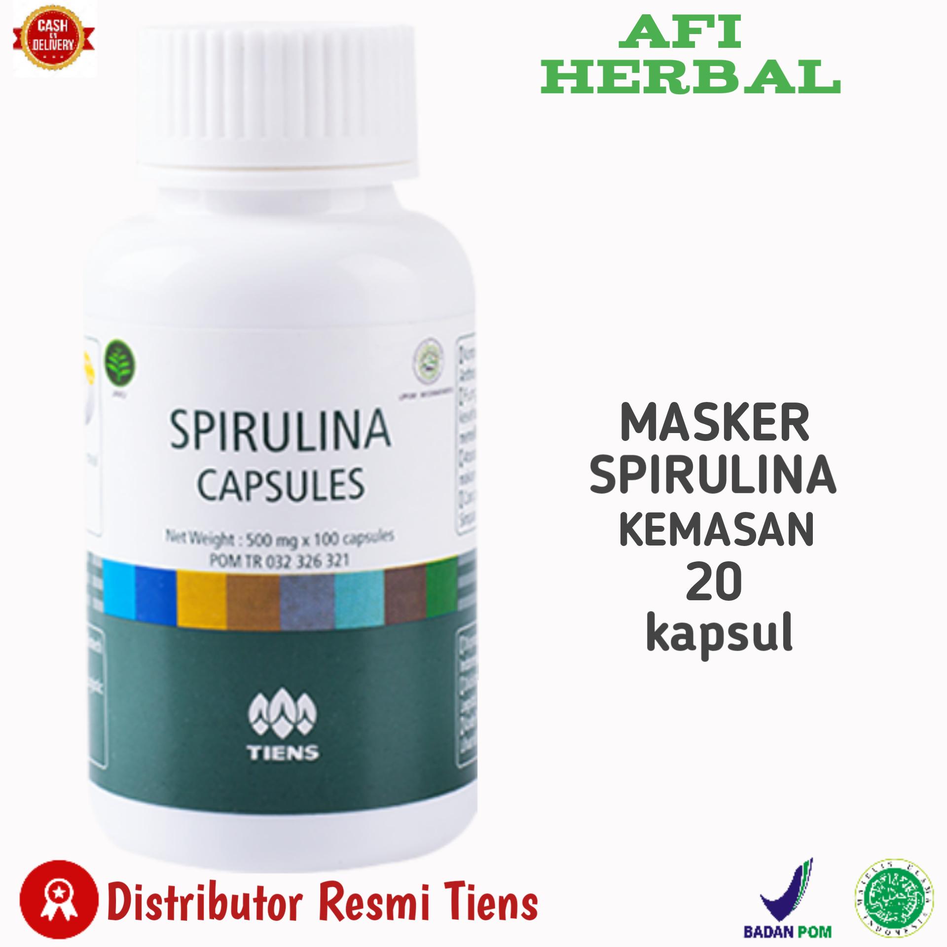 Tiens Masker Wajah Spirulina Herbal - Paket 20 Kapsul Free Member Crad Afi Herbal