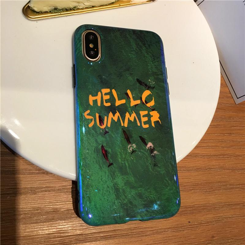 Selubung Ponsel Apple Identitas LEMBUT Sarung Iphone8 Plus Zamrud Asli Model Sama Cahaya Biru