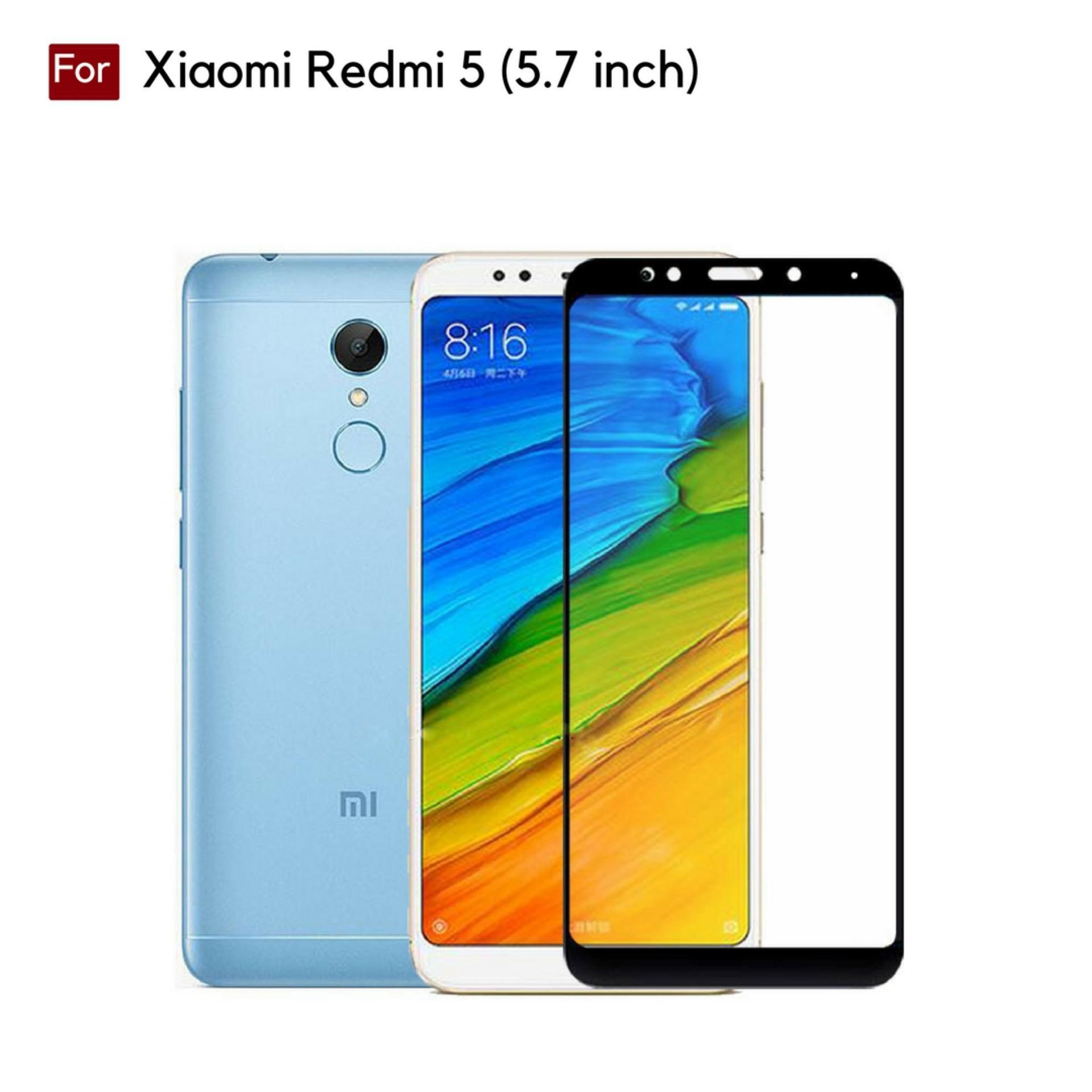 Tempered Glass Warna Full Corning Screen Protector For Xiaomi Redmi 5 (5.7 inch) - Hitam