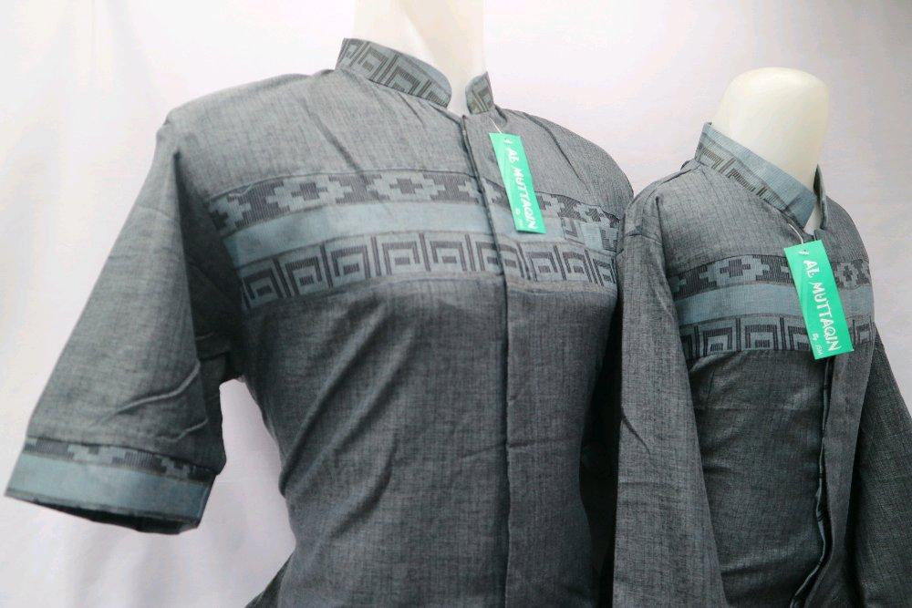 Produsen Grosir Baju Koko Couple Jasko Jas Koko Abu Seragam Ayah Dan Anak Kombinasi Songket di lapak Al Muttaqin Collection produsenbajukoko