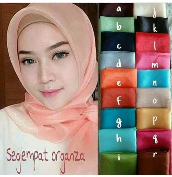 New Kerudung Segi Empat Organza Jilbab Organza Hijab Organza Organdi/Abu-Abu Muda