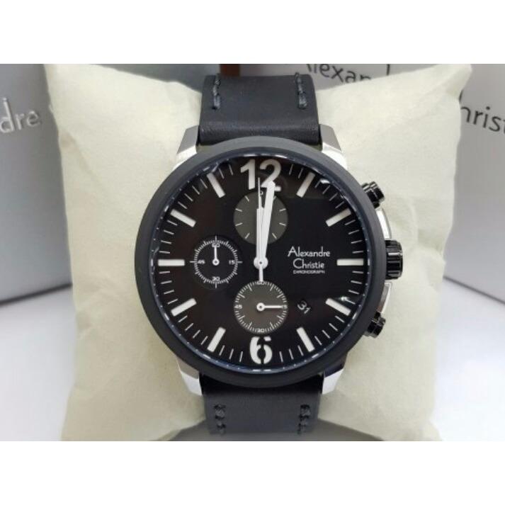 Jam Tangan Formal Sport Original Kulit Pria Cowok Laki-laki Alexandre Christie Tali Kulit Tanggal Crono Aktif Original Terbaru Sporty Simple Terlaris Termurah Alexandre Christie AC 6267 Original Hitam Silver Murah
