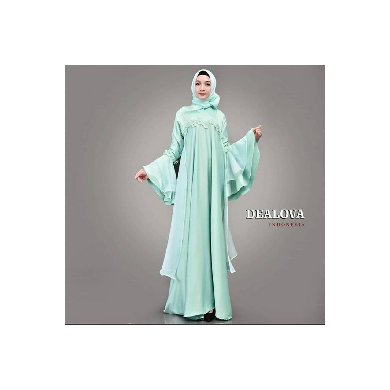 BAJU GAMIS PESTA MUSLIM GAUN PESTA MALAM REMAJA WISUDA ZASKIA HIJAU