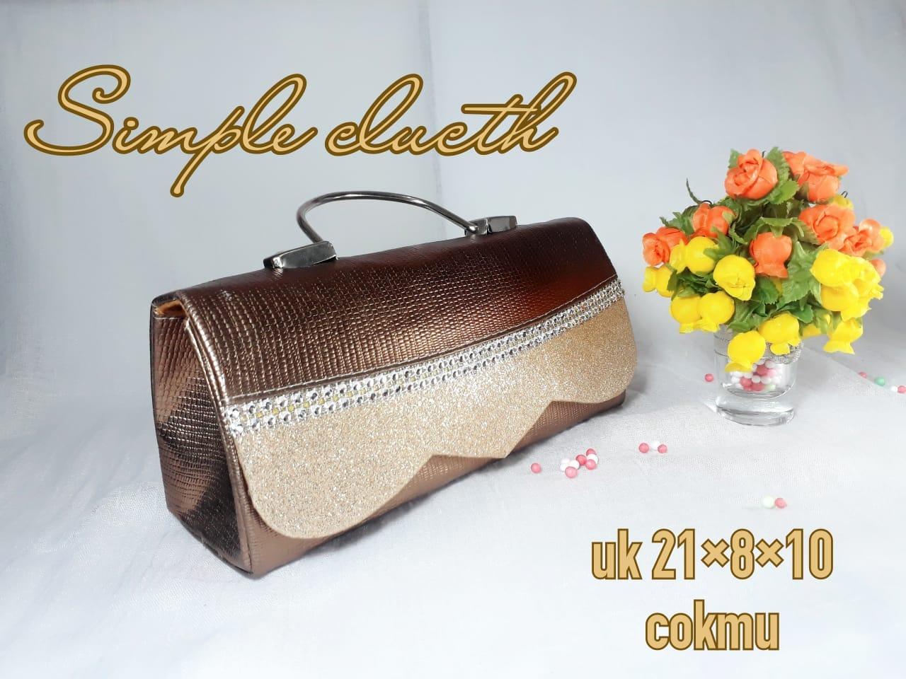 Tas Pesta Simple Lucth Coklat Gold