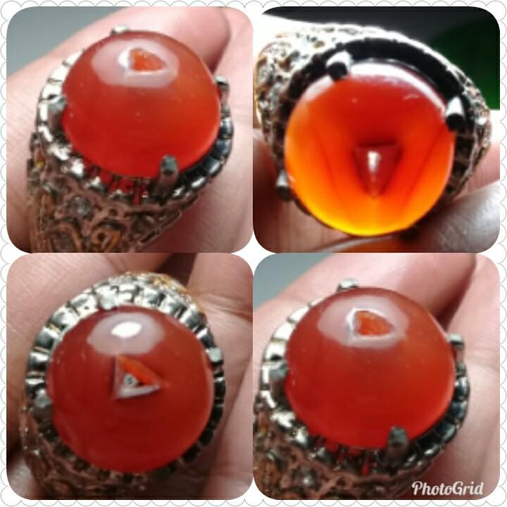 Batu Cincin Yaman Madu Akik Combong Segitiga