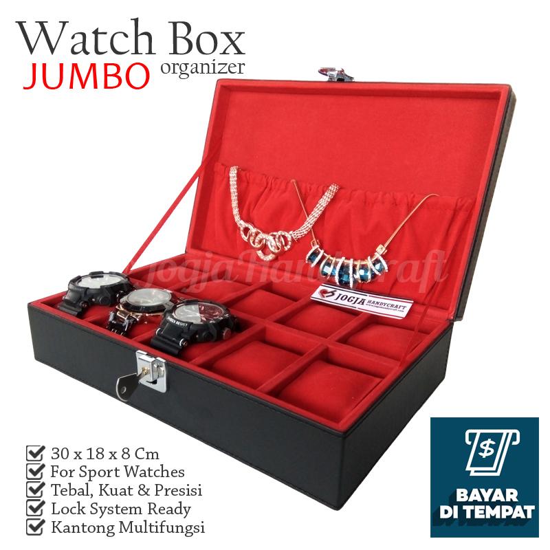 Jogja Craft - Large Size Watch Box With Lock For Sport Watches - Kotak Tempat Jam Tangan Isi 10 Besar