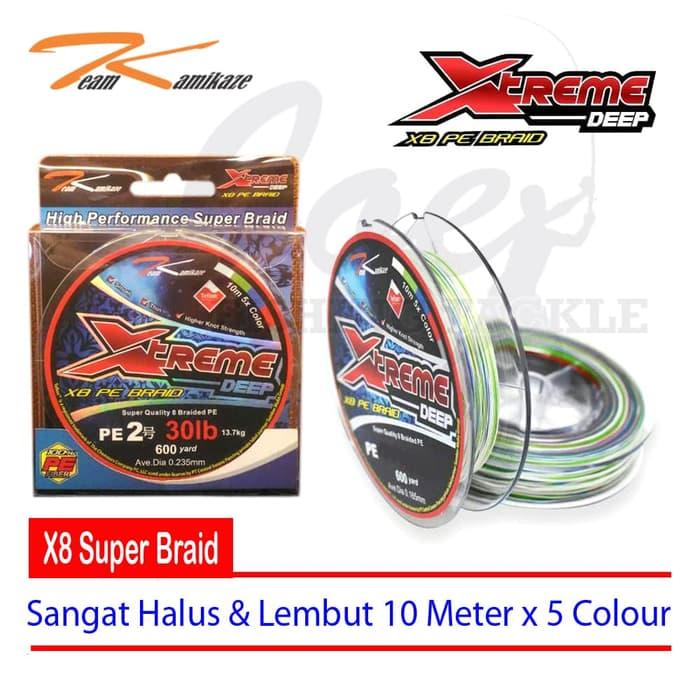 Obral Murah TK Xtreme Deep PE#2 - 30LB 600Yard X8 Braided Multicolour Senar PE Harga Grosir