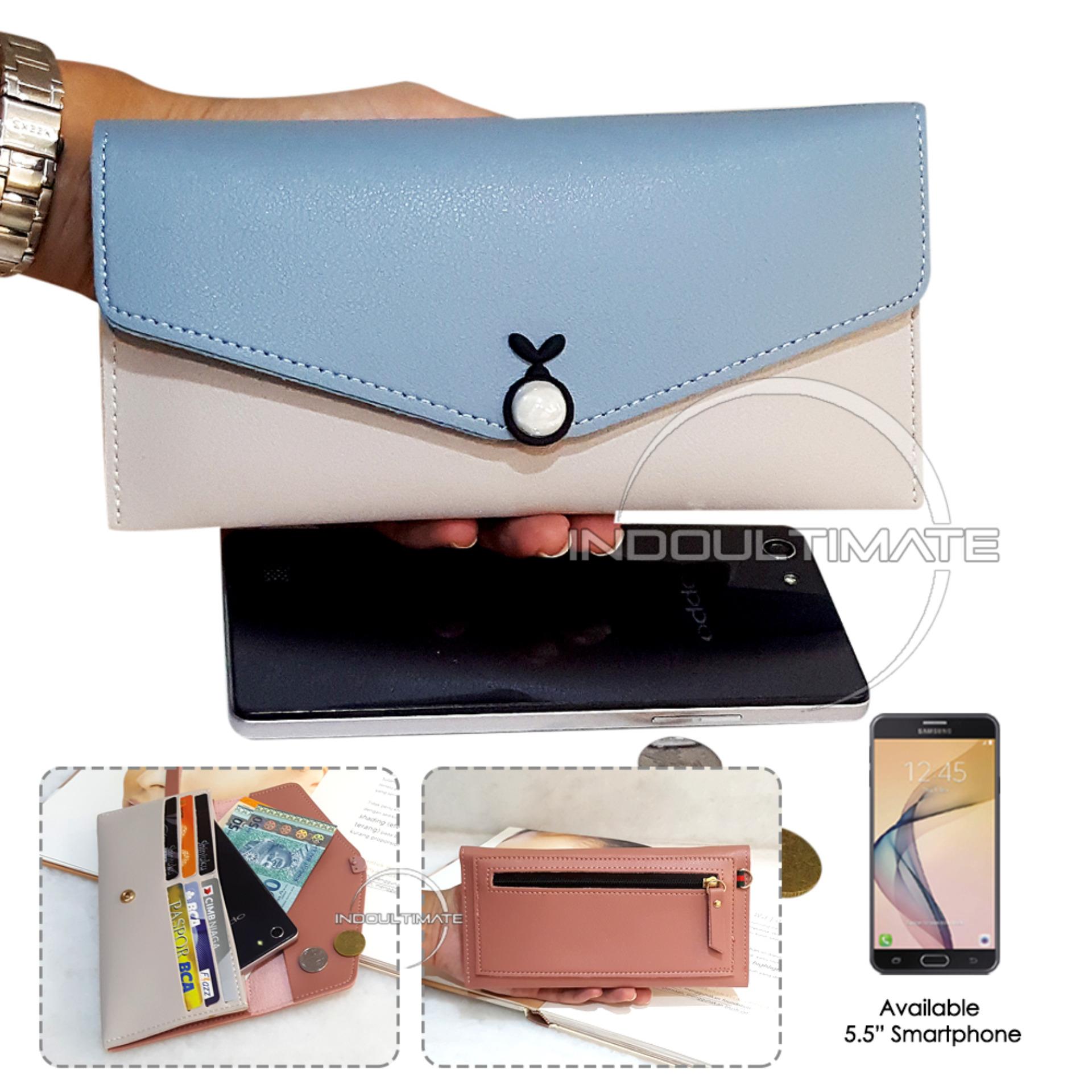 Ultimate Dompet Wanita HM-6050 - Blue / Dompet Cewek / Cewe Kartu ATM Panjang Lipat Kulit Import Murah Lucu