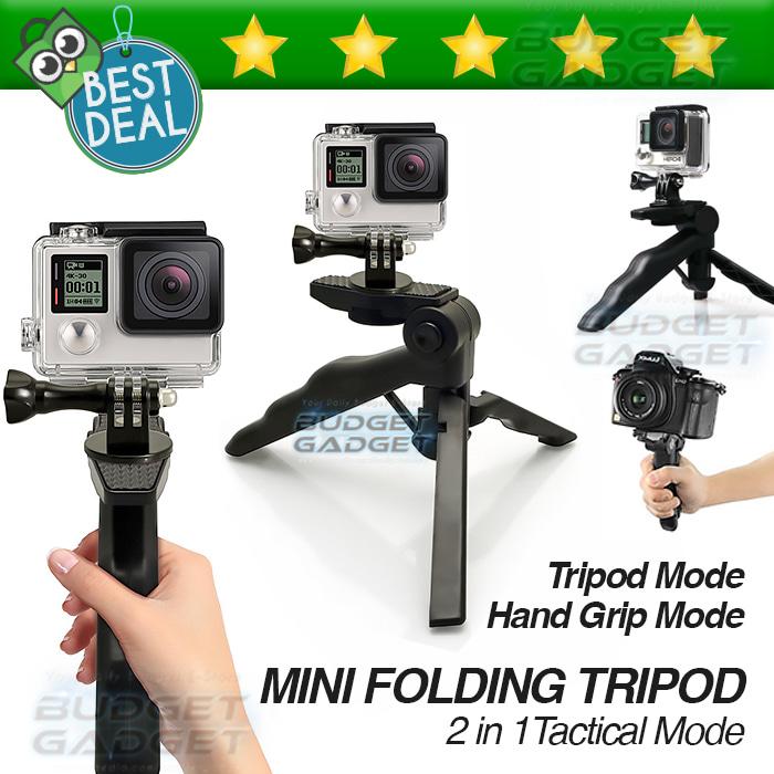 Tripod Mini Foldable 2 In 1 Untuk DSLR Gopro Handycam Camera