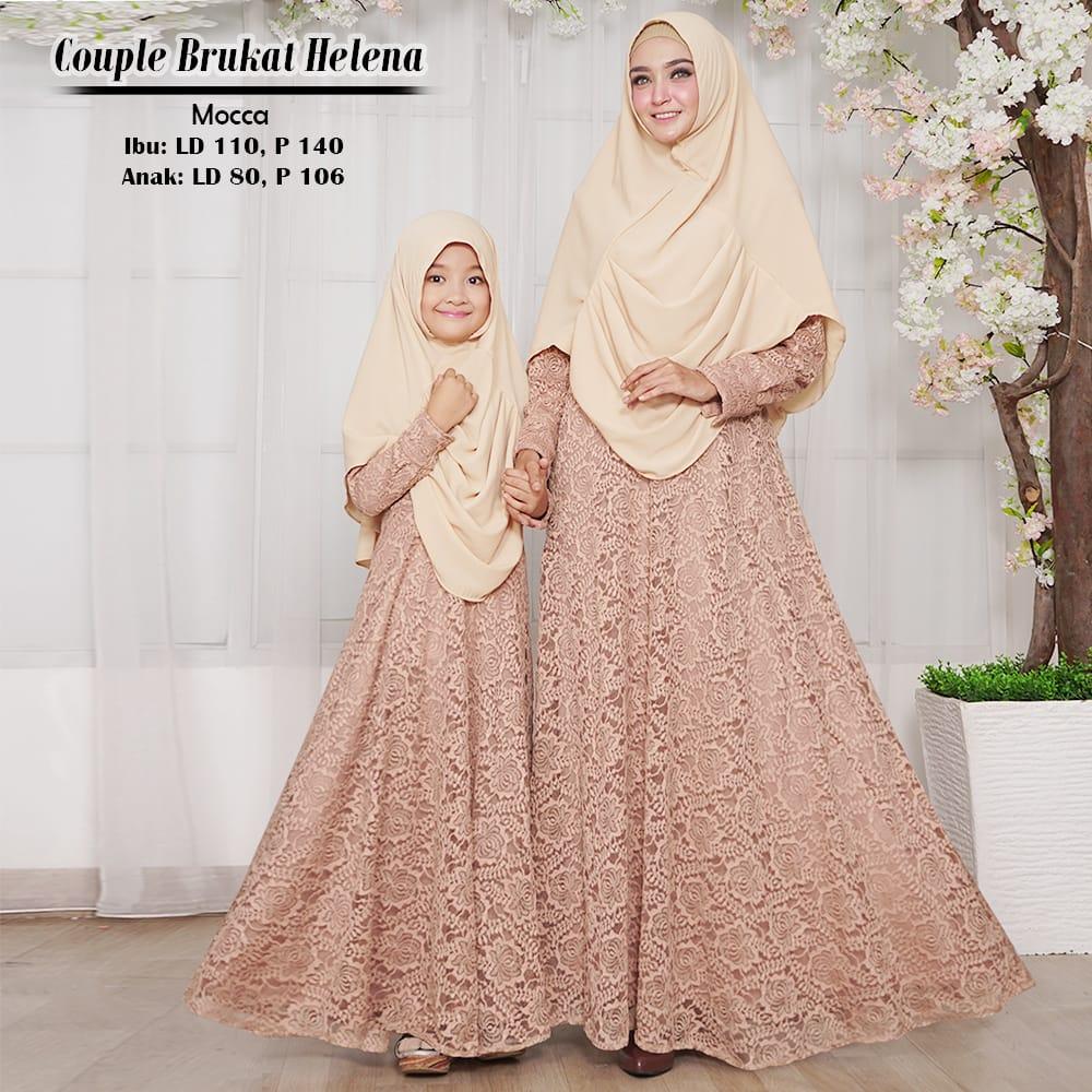 Humaira99 Gamis Syari Muslim Couple Ibu Anak Dress Hijab Muslimah Atasan Wanita Brukat Helena