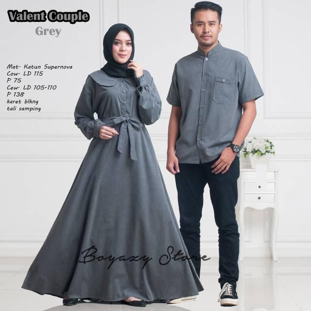 (TERBARU) Valent Couple Gamis dan kemeja polos cantik dan bagus buat keluarga ( Ori By Boyazy ) (grey)