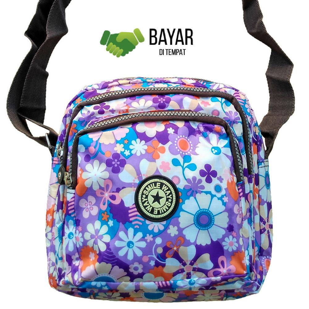 Faimstore Tas Selempang Korea Nilon Wanita - Smile Way Women Nylon - Sling Bag