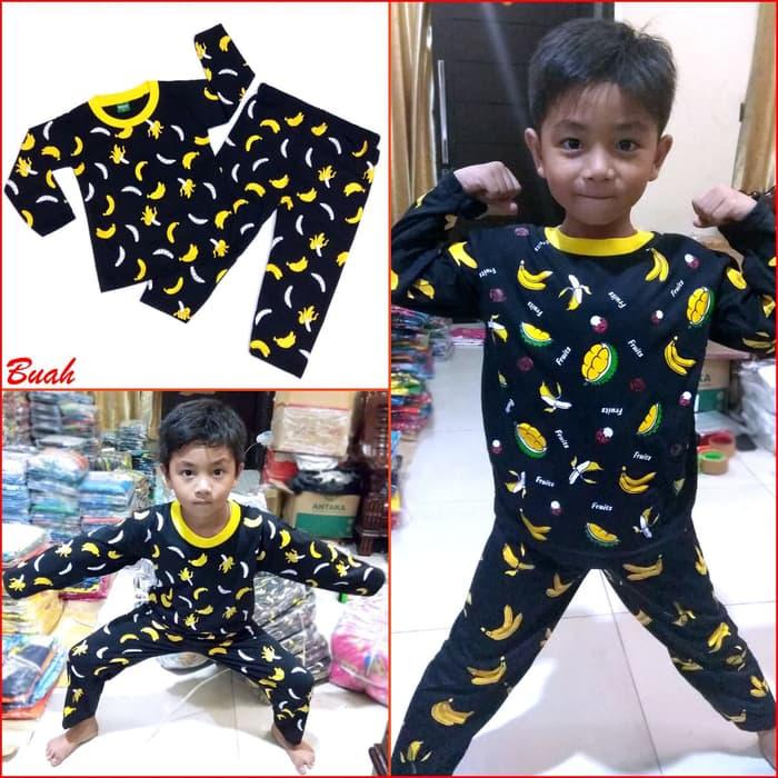 Baju Tidur Anak BUAH Manis Piyama Anak Bayi Laki Perempuan Lucu MARUNO - 6-18bulan, Perak