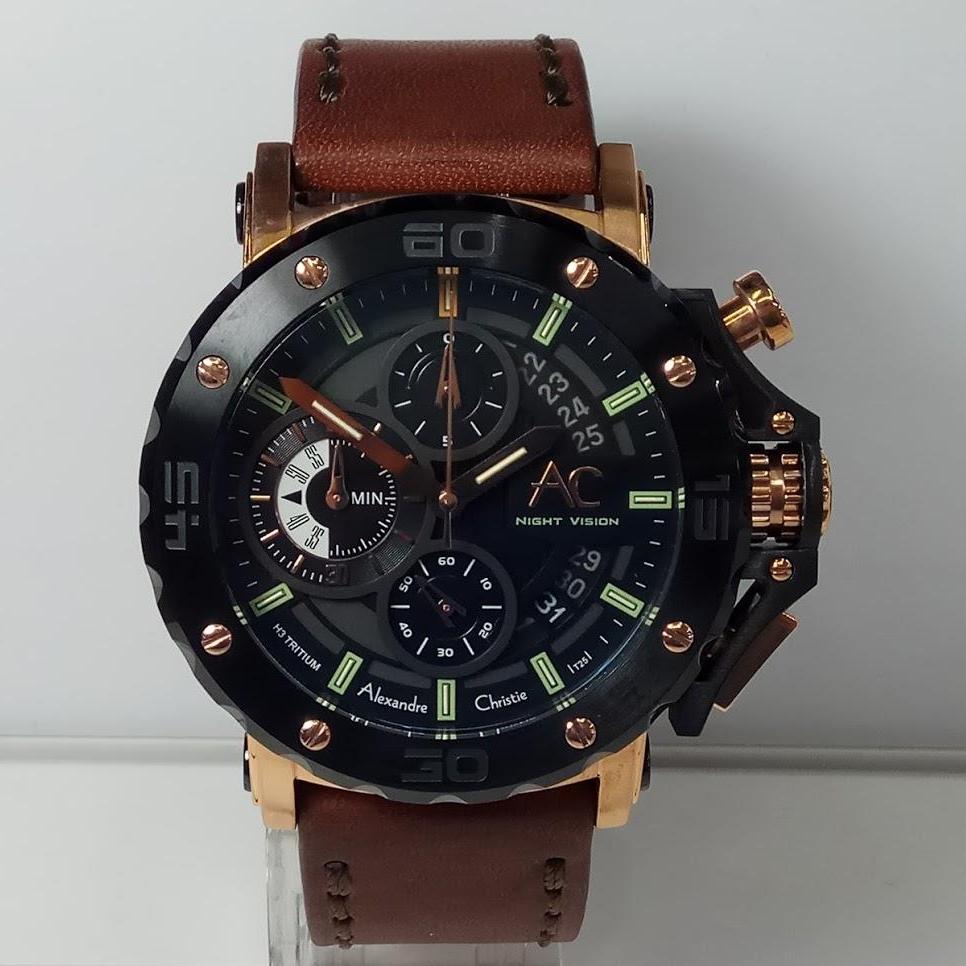Alexandre Christie Jam Tangan Pria Alexandre Christie AC9201NMC AC Collection Night Vision Rosegold