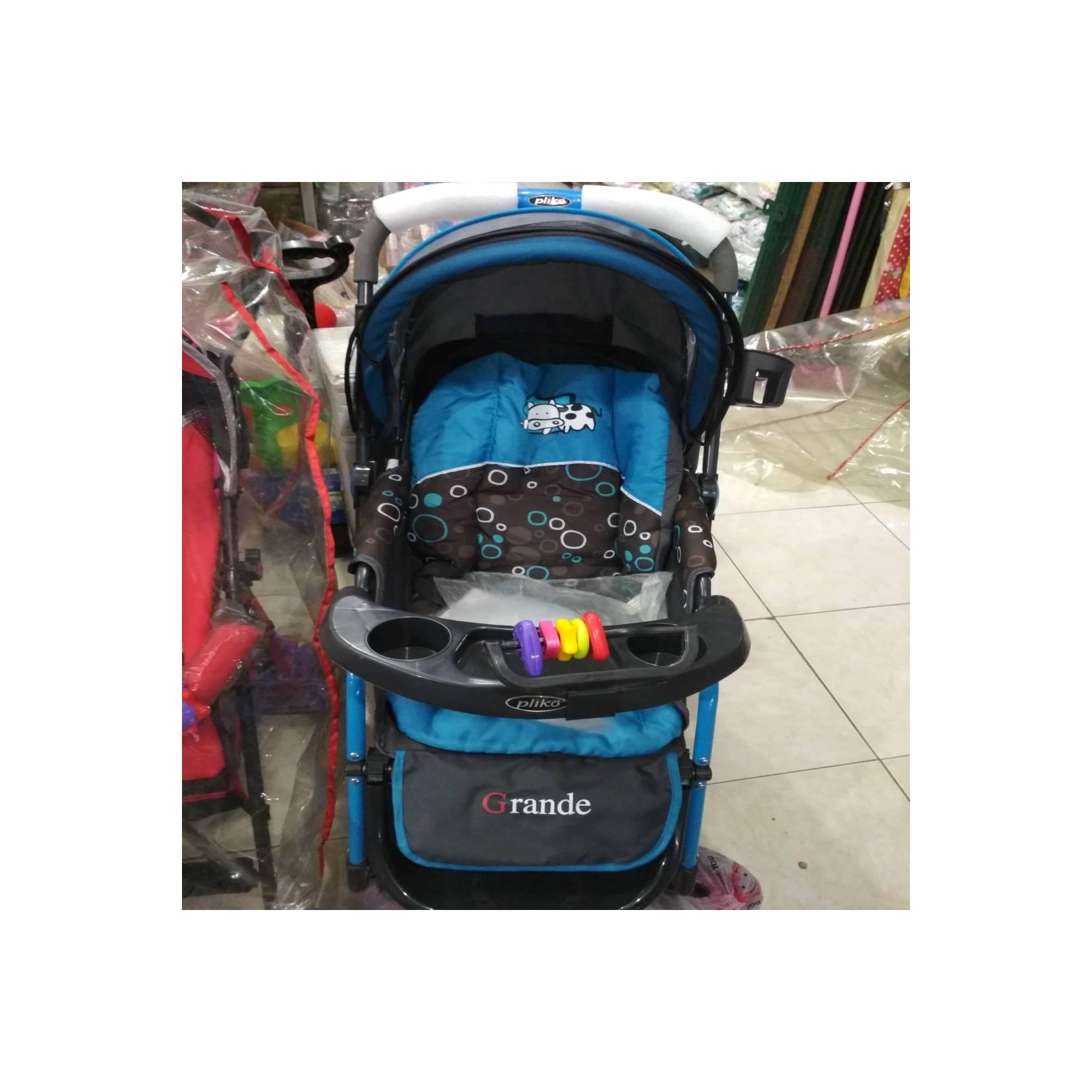 stroller bayi pliko grande / roda 4 warna biru
