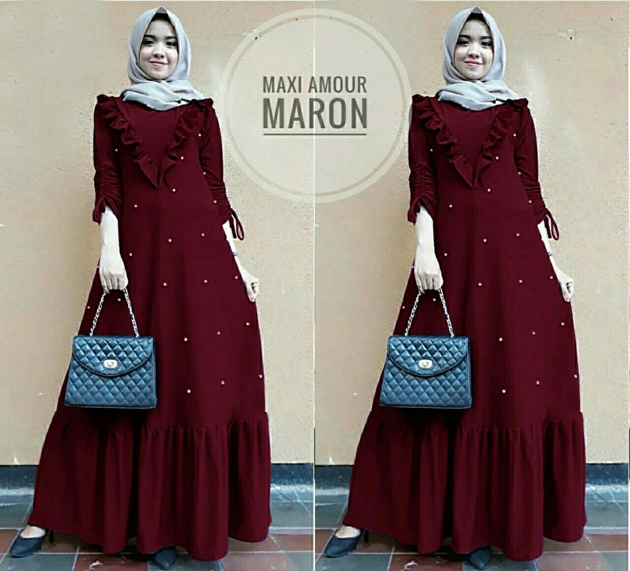 Honeyclothing Dress Cewek Amor / Longdress Wanita / Gamis Muslimah / Dress Hijaber / Maxi Dress / Dress Jaman Now