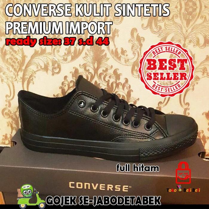 Converse All Star Kulit Sintetis Low - Full Hitam / Sepatu Sneakers - Fdjpxb