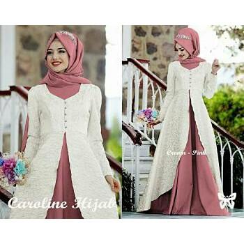 (TERBARU) Baju Muslim, Baju Lebaran, Dress Muslim, Caroline hijab LF (PUTIH)