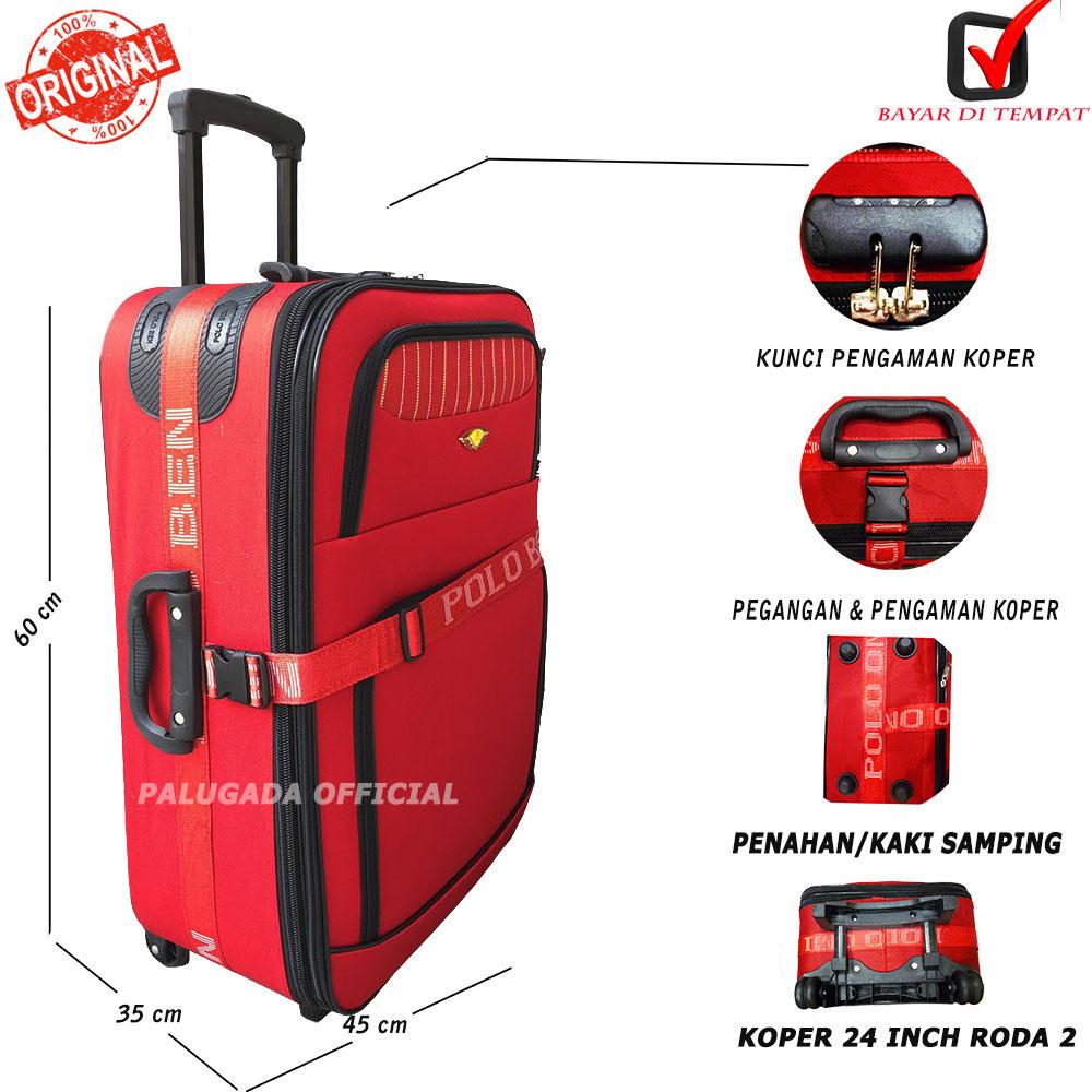 Koper Baju colour fun , Bosan Untuk yang warna hitam, Bisa untuk 15 - 17 stel Baju Koper Import Koper Polo Ben High Quality 24 inch PG 2233 MERAH CABAI