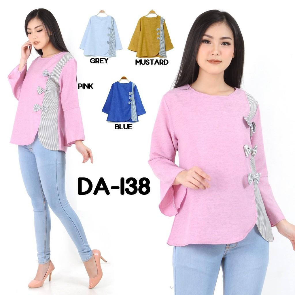 Jual Monellina Fashion Baju Blouse Atasan Tangan Panjang Murah Wanita