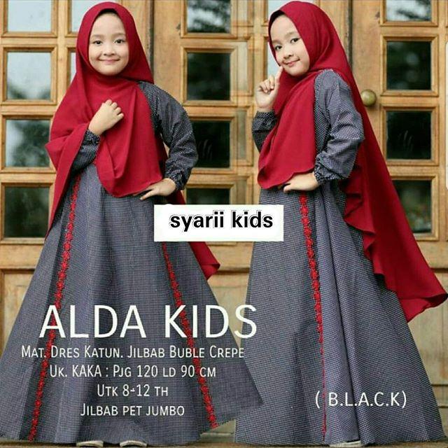 Baju Gamis Anak Wanita Alda Syarii Kids + Kerudung