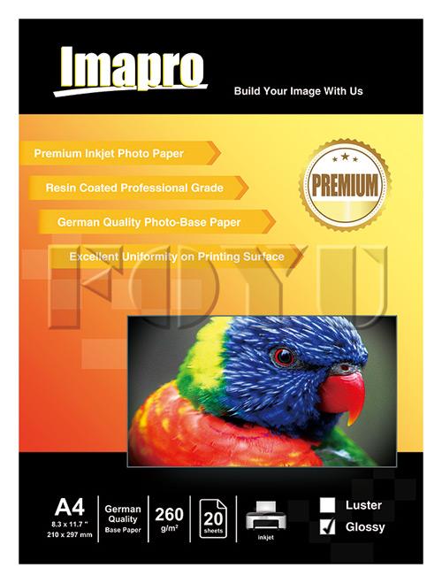 Kertas Foto Inkjet Imapro Professional RC Glossy Water Proof 260gsm A4