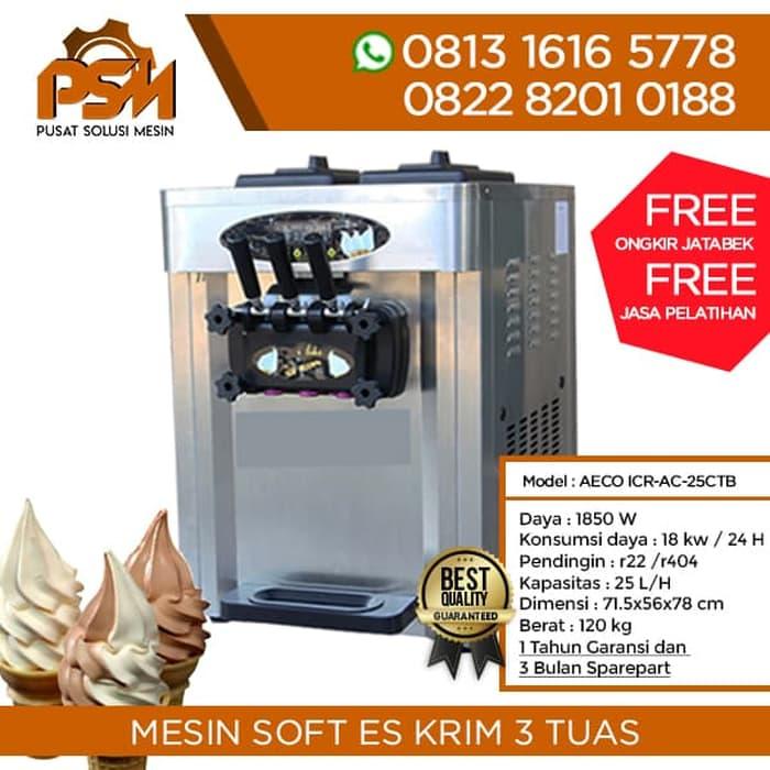 Mesin Pembuat Soft Es Krim AECO 3 Tuas Stainless ICRAC25CTB
