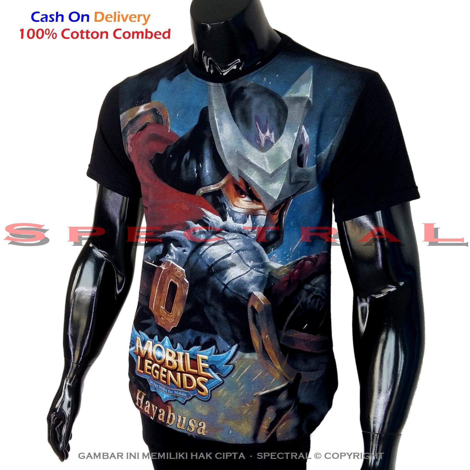 Spectral - Black Premium Cotton - Kaos Hayabusa Mobile Legends - Pure Cotton Combed 30s - Mobil Legend -  Real Pic - Ready Stock - Jakarta - Distro Bandung - Keren - Bahan Bagus - Lembut - Nyaman - Adem - Awet -  Simple Fashion - Lazada Express - Hitam