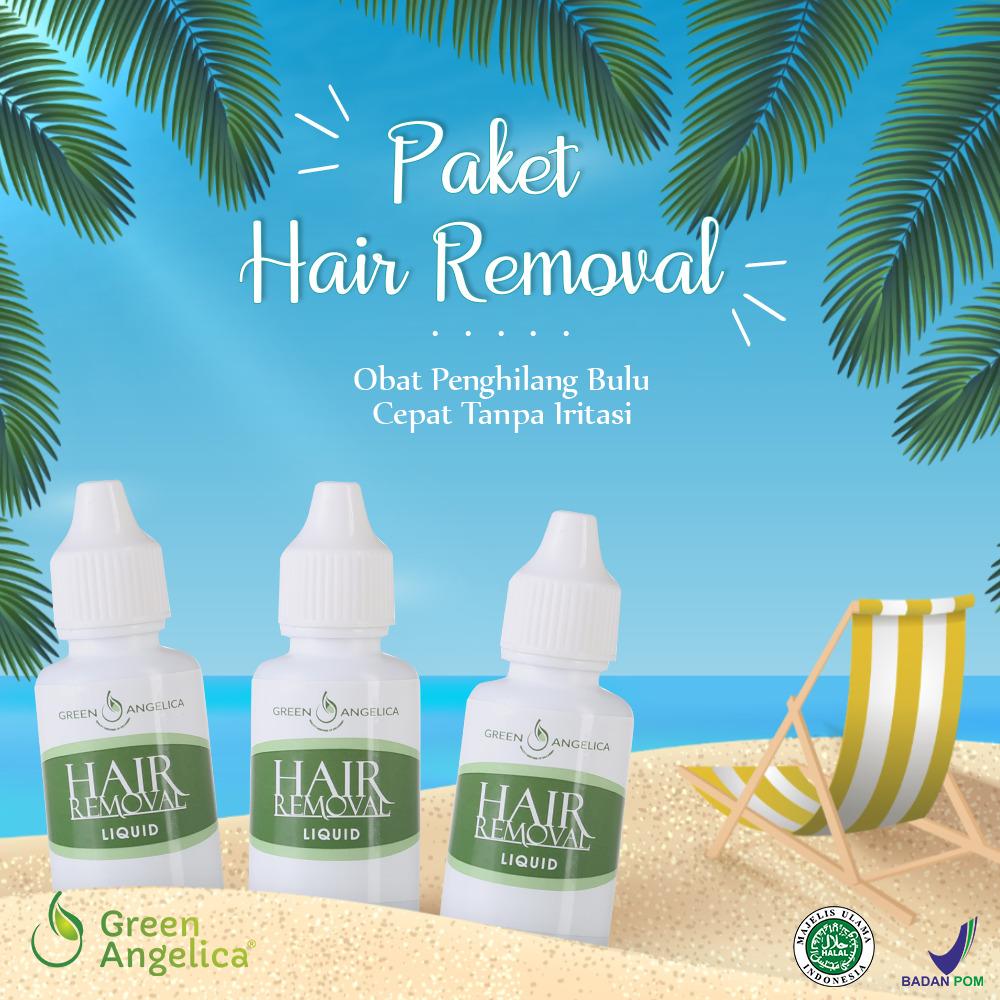 Obat perontok bulu Green Angelica Hair Removal (isi 3 botol) Penghilang Bulu Permanen Obat Perontok Bulu Ketiak Ampuh Cepat Permanen dan bersertifikat BPOM - FREE 1 POUCH