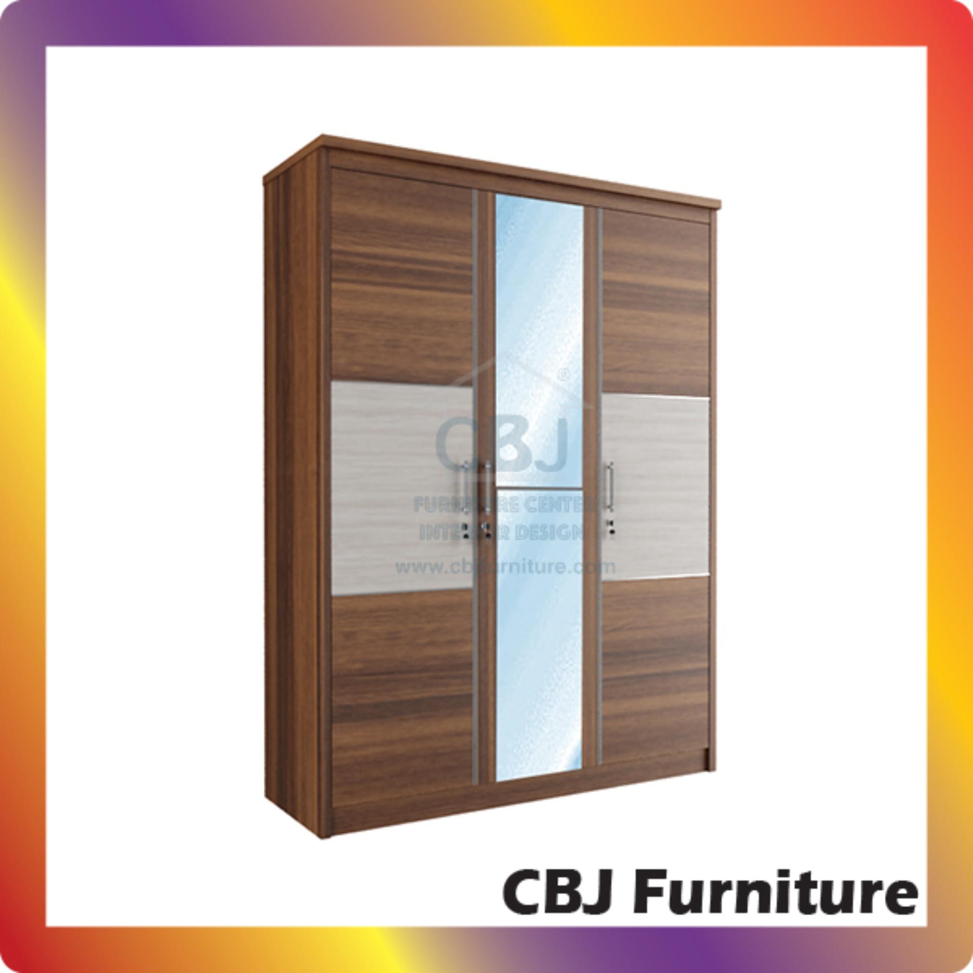 FREE ONGKIR Orbitrend Lemari Pakaian 3 Pintu Kaca Kode AR 3151