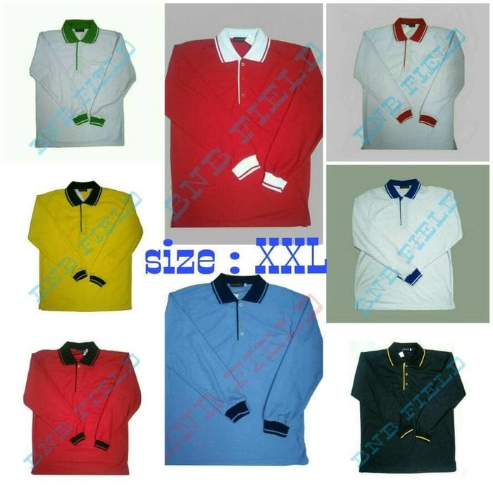 HARGA PROMO!!! Kaos Kerah Murah Lengan Panjang XXL Aneka Warna Bahan Lacoste PE - v05906